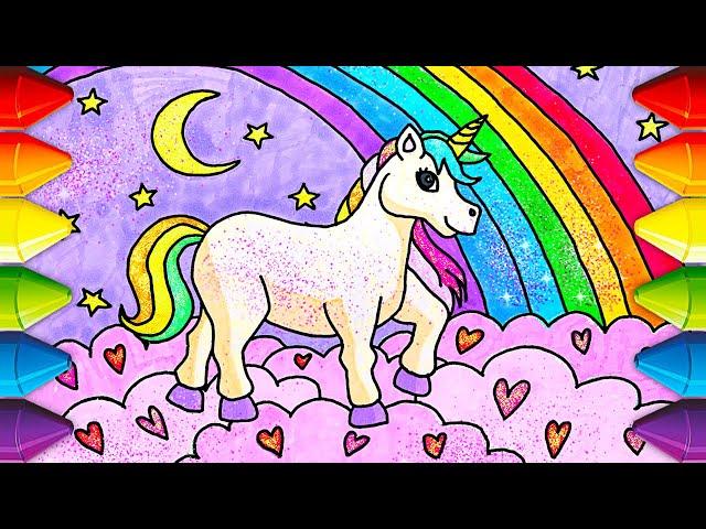 EASY! Learn How To Draw and Color Magical Glitter Unicorn || FUN CRAFTS 