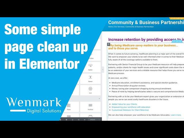 Some simple page clean up in Elementor