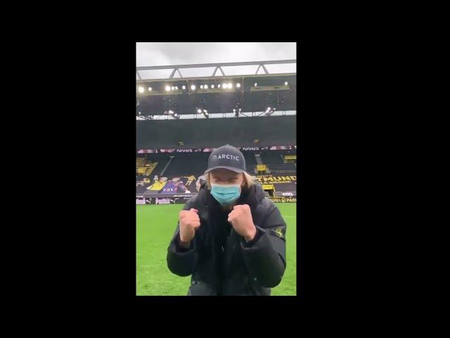 Jadon Sancho repeating "One more" after meeting Haaland and Bellingham on field