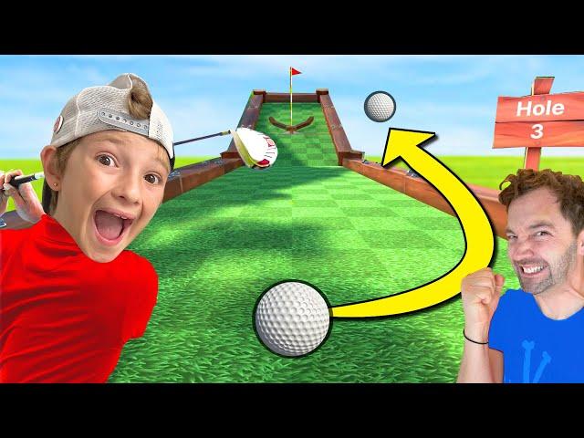 Dad VS Son MINI GOLF GAME 3! (Miracle Putt Level 9999)