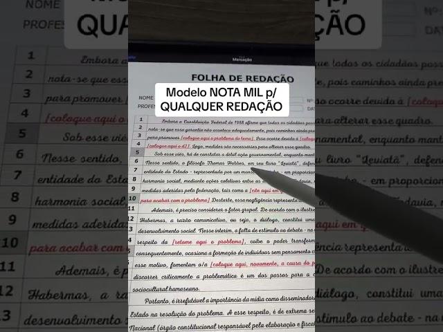 Modelo Nota Mil de Redação