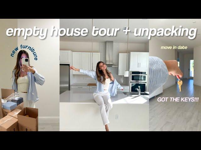 EMPTY HOUSE TOUR + MOVE IN WITH MEunpacking, building furniture, shopping!