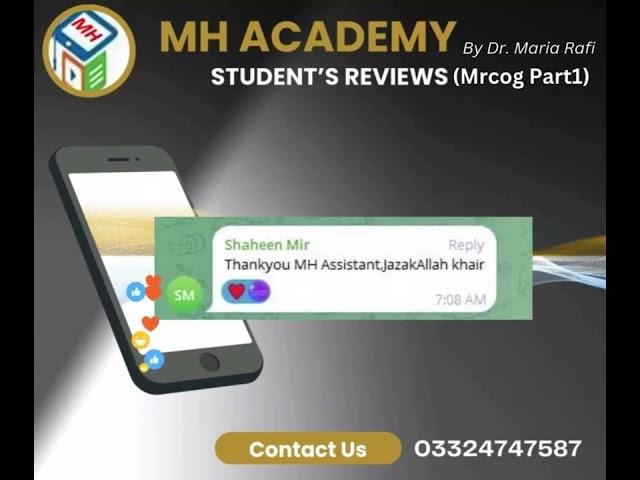 Mrcogpart1 student's review :) happy study with MH Academy by Dr Maria Rafi