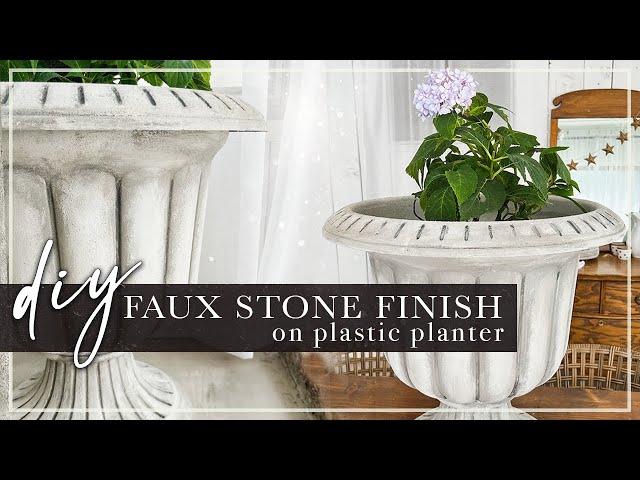 Stone Planter Look for LESS! // Plastic Planter Makeover