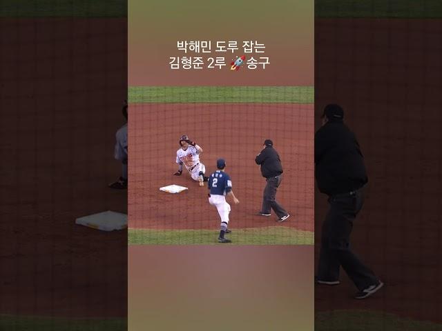 박해민 잡는 김형준 2루 송구 #김형준 #nc다이노스 #프노야구