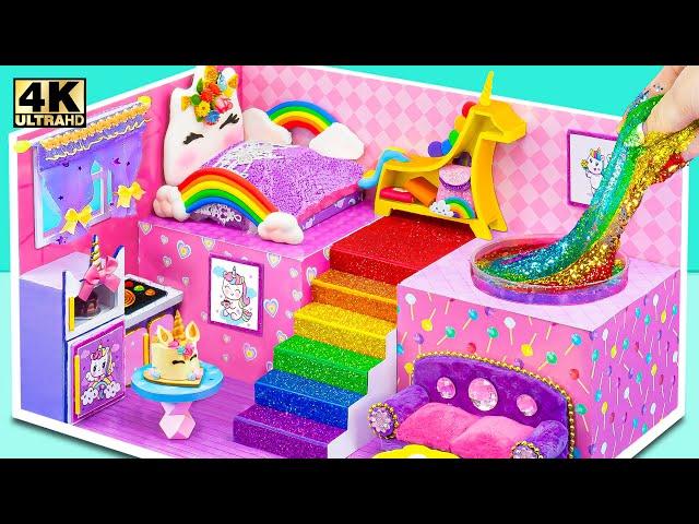 Build Unicorn House with Rainbow Swimming Pool for pet (EASY) ️ DIY Miniature Cardboard House