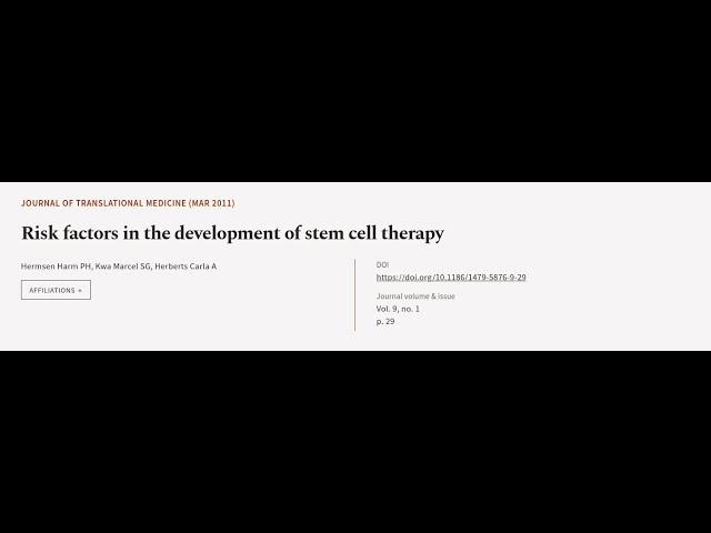 Risk factors in the development of stem cell therapy | RTCL.TV