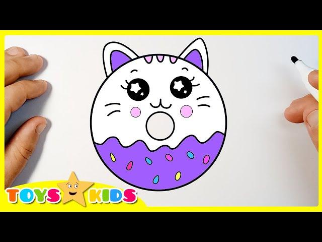 How To Draw A Cute Donut Kitten | Drawing coloring