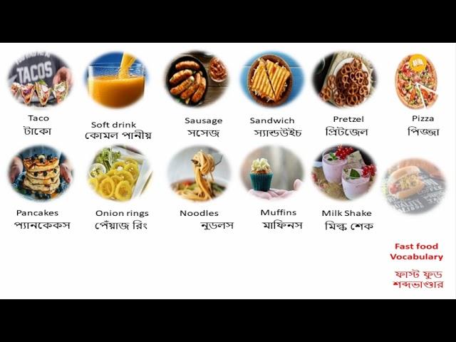 FOOD Vocabulary  Food Names  Types of Food in English to Bangla with Pictures