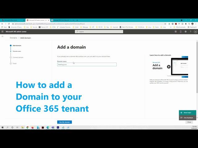 How to add a domain to Office 365 tenant