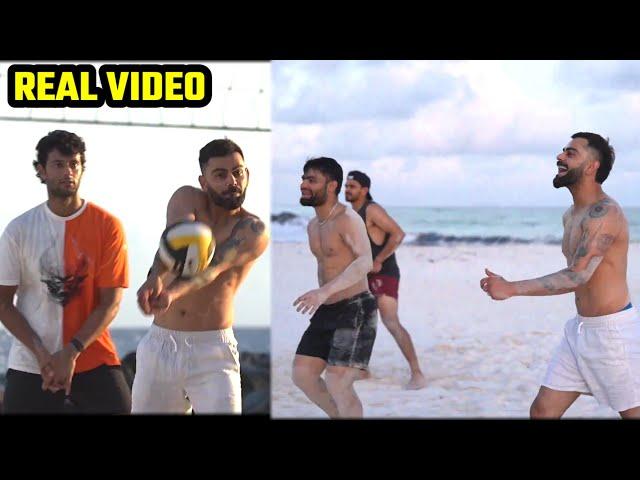 Virat Kohli, Rinku Singh unwind with beach-volley before Super 8s #viratkohli #rinkusingh #worldcup