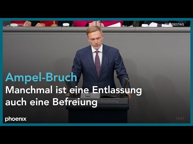 Christian Lindner (FDP) zur Regierungserklärung von Olaf Scholz zur aktuellen Lage am 13.11.24