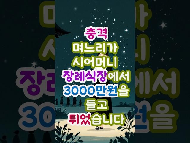 충격 며느리가 시어머니 장례식장에서 3000만원을 들고 튀었습니다