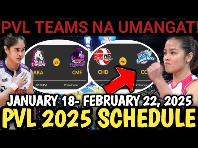 PVL GAME SCHEDULE JANUARY 18- FEBRUARY 22, 2025 | PVL OUTSTANDING TEAMS 2024 #pvlschedule #pvlupdate