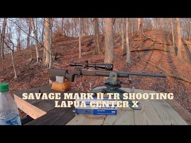 SAVAGE MARK ii TR .22LR BOLT ACTION RIFLE TESTING LAPUA CENTER X @ 50YRDS