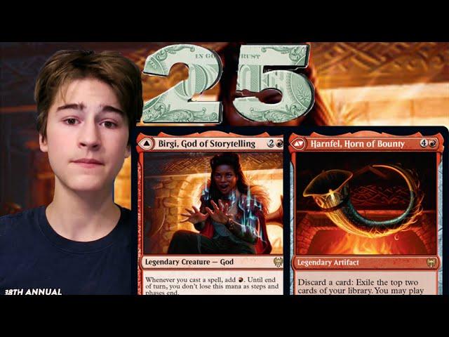 25$ budget Birgi, God of Storytelling // Harnfel, Horn of Bounty Storm EDH MTG Commander Deck Tech