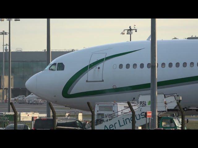 9H-BIG AirX Airbus A340-300 close up at Dublin Airport, Ireland 