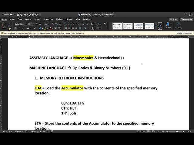 Intro to Assembly Language Programming