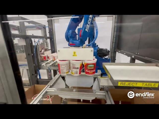 EndFlex PKR Robot Pick and Placing Tubs into Cases