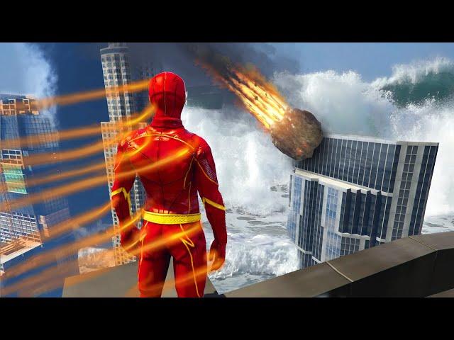 GTA 5 - PLAYING as THE FLASH in a DISASTER! (Tsunami, Meteors, Tornado)