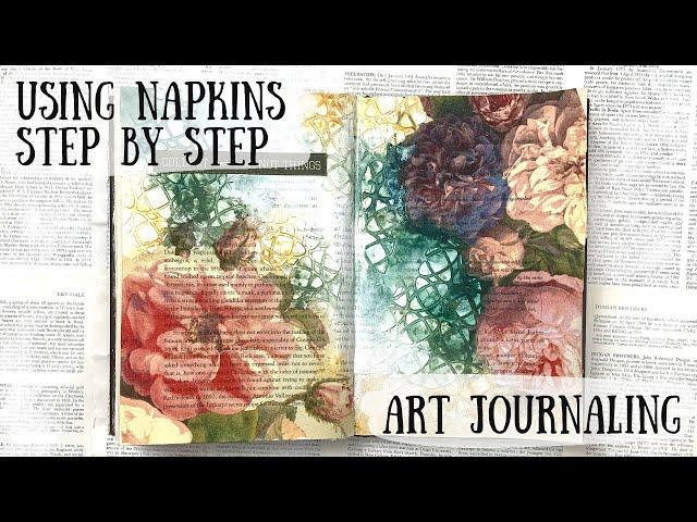 Art journaling with napkins & blending the background | Step by step