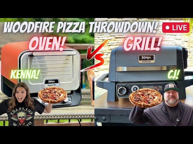 NINJA WOODFIRE PIZZA THROWDOWN LIVE!  OVEN vs. GRILL! KENNA vs. CJ!