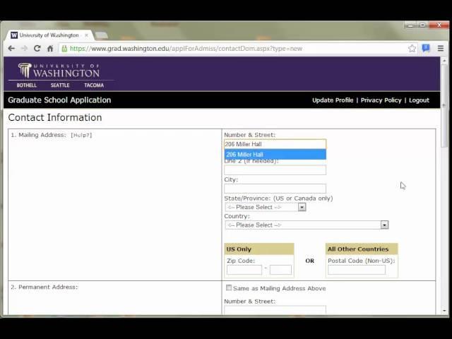 UW College of Education Online Application Demo   Part 1   Setting up your Application Profile