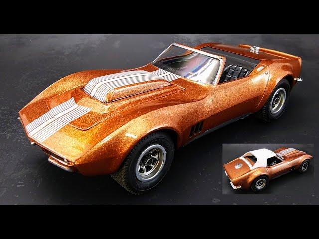 1968 CHEVY CORVETTE C3 327 CUSTOM 1/25 SCALE MODEL KIT BUILD HOW TO ENGINES CHROME TRIM AMT 1236