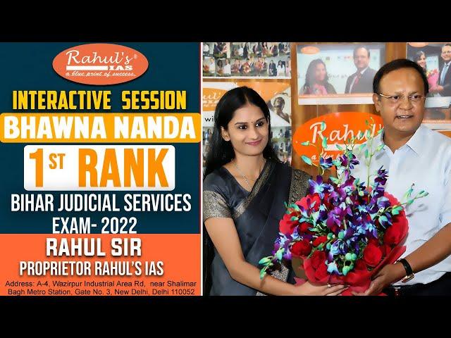 FULL VIDEO - Bhawna Nanda | 1st Rank | BJS 2022 |  With Rahul Sir and Other Teachers of Rahul’s IAS.