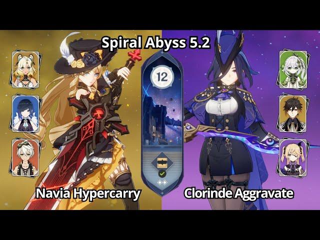 C0 Navia Hypercarry & C0 Clorinde Aggravate - Spiral Abyss 5.2 Floor 12 Genshin Impact