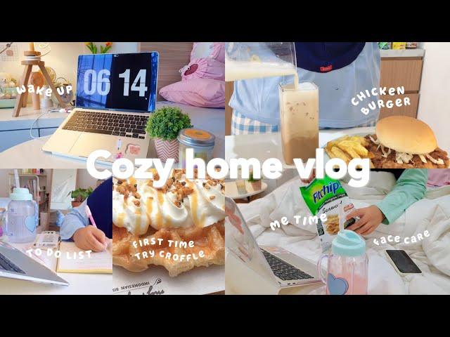 A day in my life: cozy at home vlog, making chicken burger,first time try croffle,me time