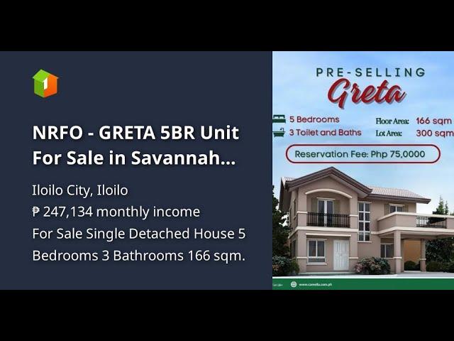 NRFO - GRETA 5BR Unit For Sale in Savannah Iloilo