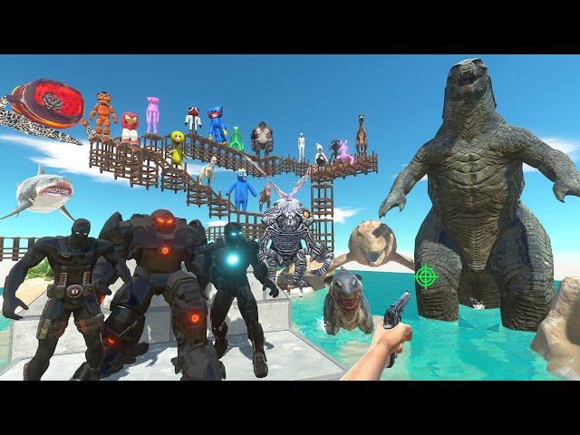 PARKOUR ZIG-ZAG and HUNTING GODZILLA and Rescues Black Superheroes - Animal Revolt Battle Simulator