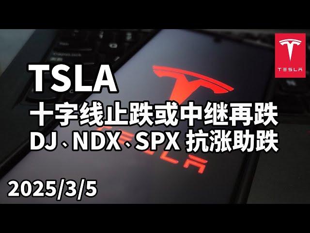 美股 特斯拉(TSLA) 收十字线是止跌？还是中继再跌？