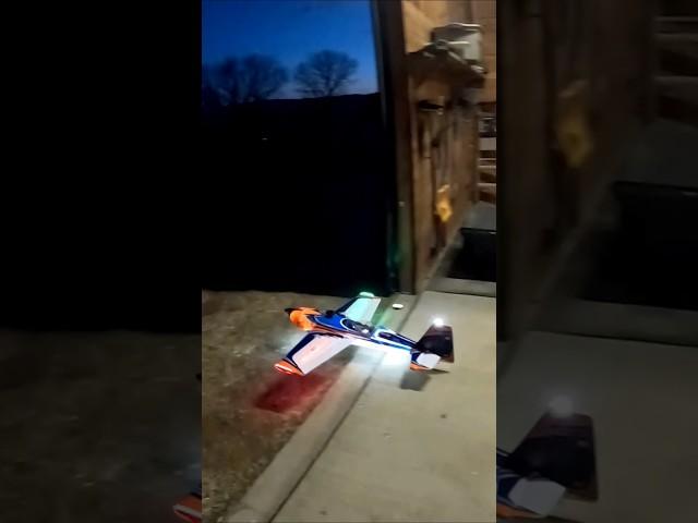 E-Flite Extra 330sc nighttime take-off from the barn #bullybreedrc #horizonhobby