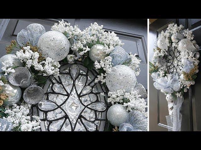 Leaded Glass Crystal Christmas Door Wreath - Dollar Tree DIY