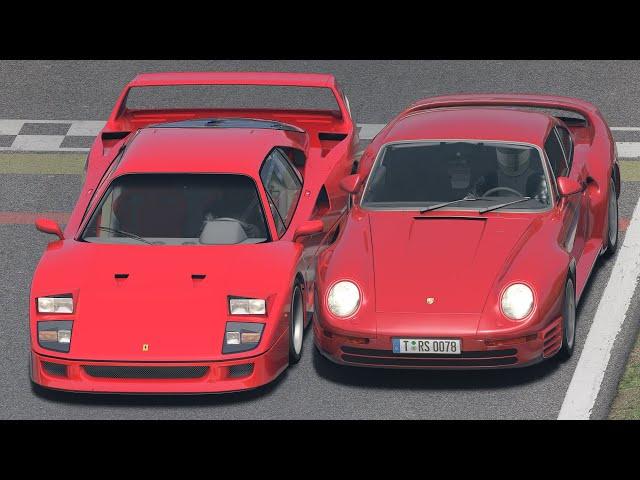 Ferrari F40 vs Porsche 959 at Monza