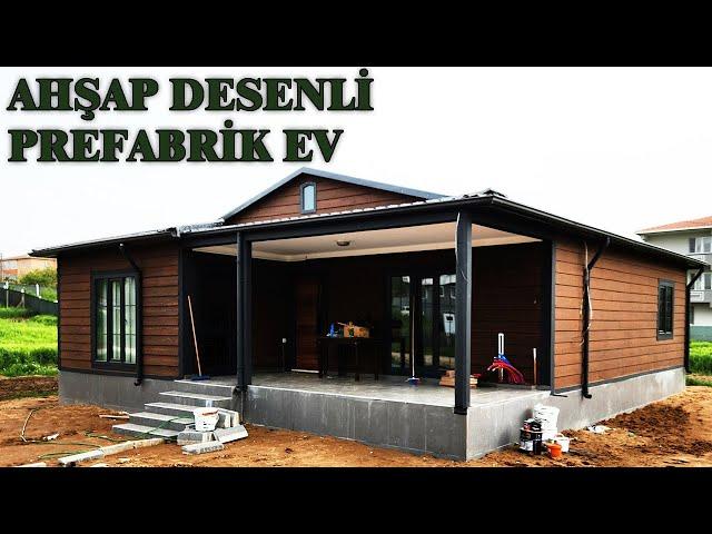 AHŞAP DESENLİ PREFABRİK EV  DETAYLI 110m² 3+1 EV TURU  #evturu #prefabrikev #prefabrik