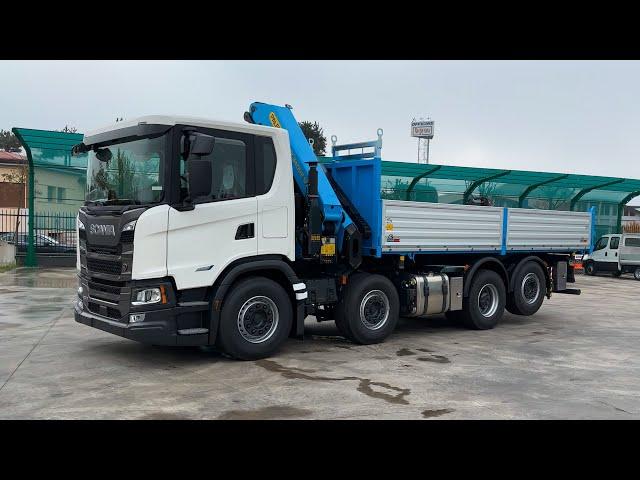SCANIA G500B ribaltabile a quattro assi e gru PALFINGER