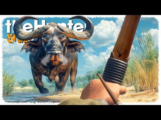 Hunting a MAX LEVEL buffalo with a BOW (ᴵ'ᵐ ˢᶜᵃʳᵉᵈ) | theHunter: Call of the Wild