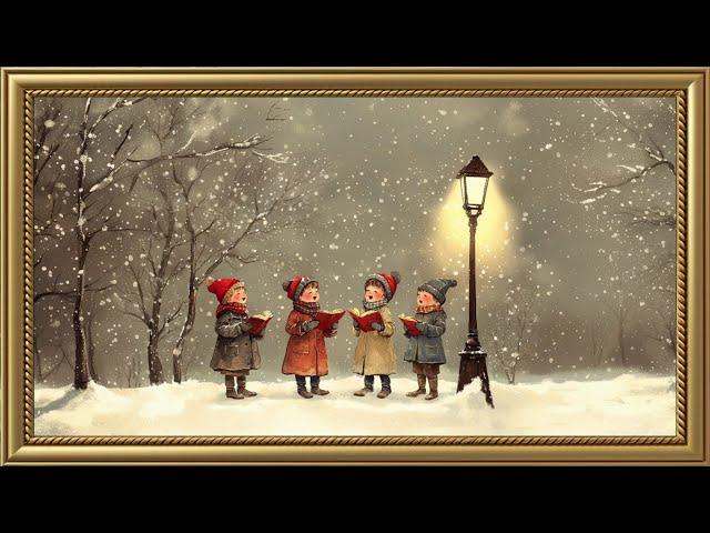 Vintage Christmas Greeting Card with Music | Gold Frame TV Art | Art Screensaver for TV 2 Hrs