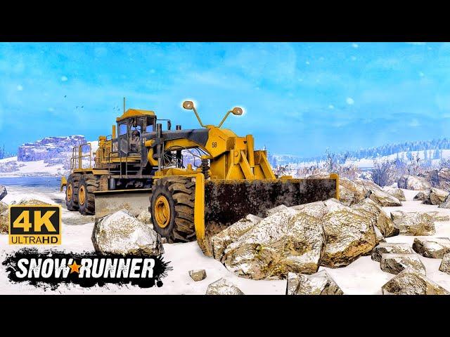 Cleaning Stone With CAT 120M Motor Grader In SnowRunner Season 14 #snowrunner #truck #4k