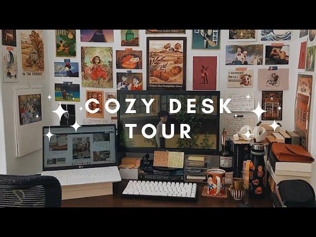 a cozy desk tour (2022)  ghiblicore, autumnal aesthetic, books