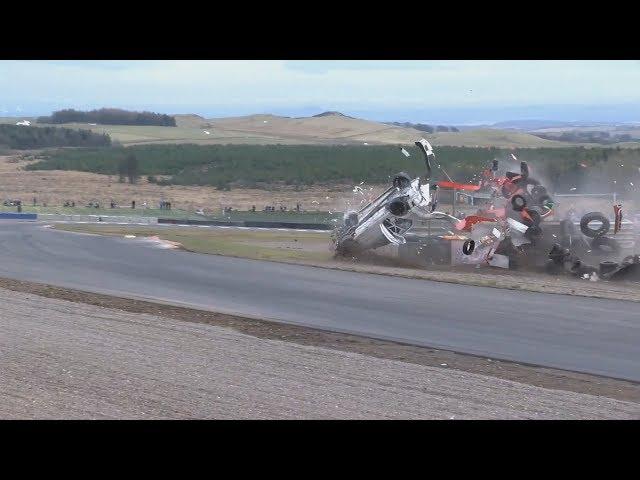 SMRC Sports & Saloons 2018. Race 2 Knockhill Racing Circuit. Kenneth McKell Huge Crash Flips