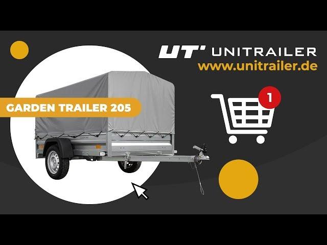 PKW-Anhänger 750 kg UNITRAILER Garden Trailer 205 Ladefläche 200x125 mit Hochspriegel und Hochplane