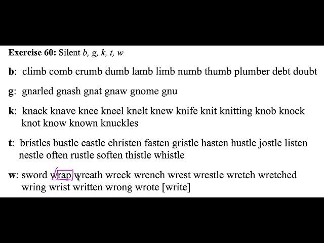 Natural Phonics Primer: Video 42, Exercise 60
