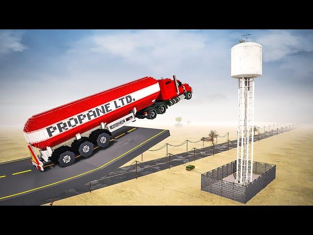 Cars vs Realistic Water Tower | Teardown