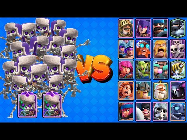 16 ESQUELETOS EVOLUCIONADOS vs TODAS LAS CARTAS TERRESTRES | Clash Royale