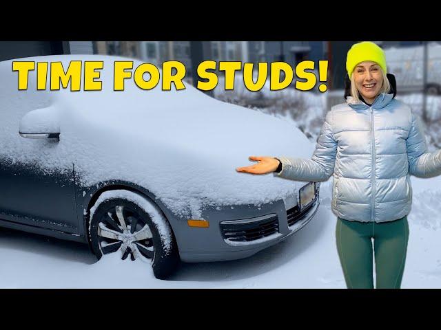 Changing My Tires in a Snow Storm (STUDDED TIRES)