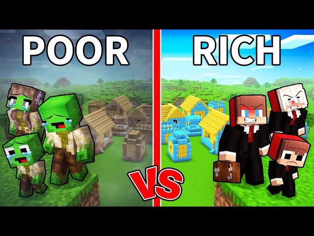 Mikey Family and JJ Family Left POOR vs RICH Village in Minecraft (Maizen)